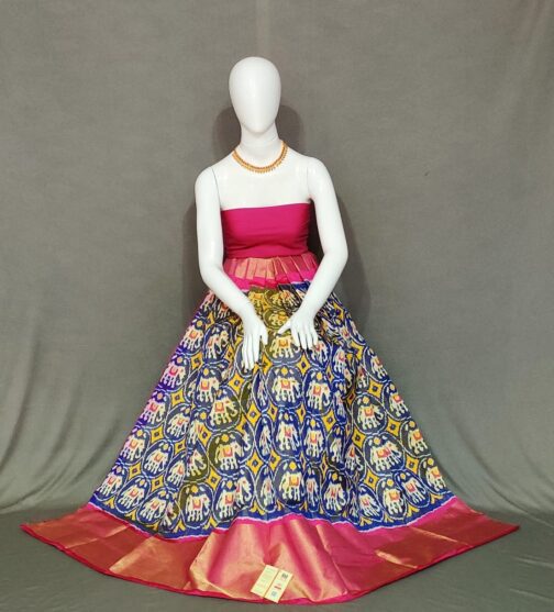 POCHAMPALLY IKKAT PURE PATTU LEHENGA/PAVADA