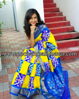 Yellow With Ananda ikkat silk saree 011