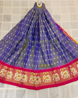 Ikkat Medium Size Grey With Pink Lehenga 003