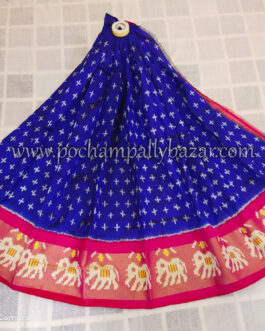 Ikkat Medium Size Blue With Pink Lehenga 001