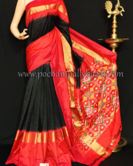 Black With Red Ikkat Silk Saree 020