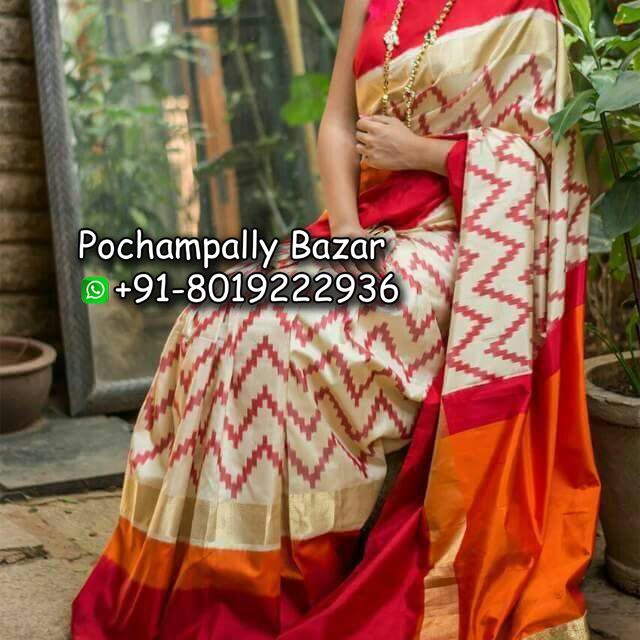 Buy Handspun Pure Silk Satin Pochampally Ikat Weave Saree With Blouse  Online at iTokri.com - iTokri आई.टोकरी