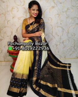 Black Checks With Pink Border Ikkat Silk (Pattu) Saree 071