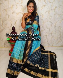 Black Checks With Pink Border Ikkat Silk (Pattu) Saree 072