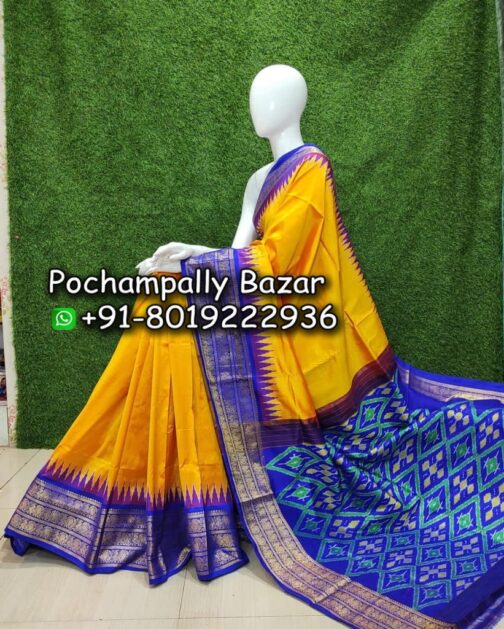 Pochampally ikkat silk sarees/ikkat sarees/pure silk/silk sarees/ikat sari  - direct from weavers, पोचमपैल्ली सिल्क साड़ी - shilpa weaves, Pochampalle  | ID: 2853107435297