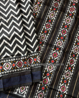 black chervon ikkat silk saree pochampally 108